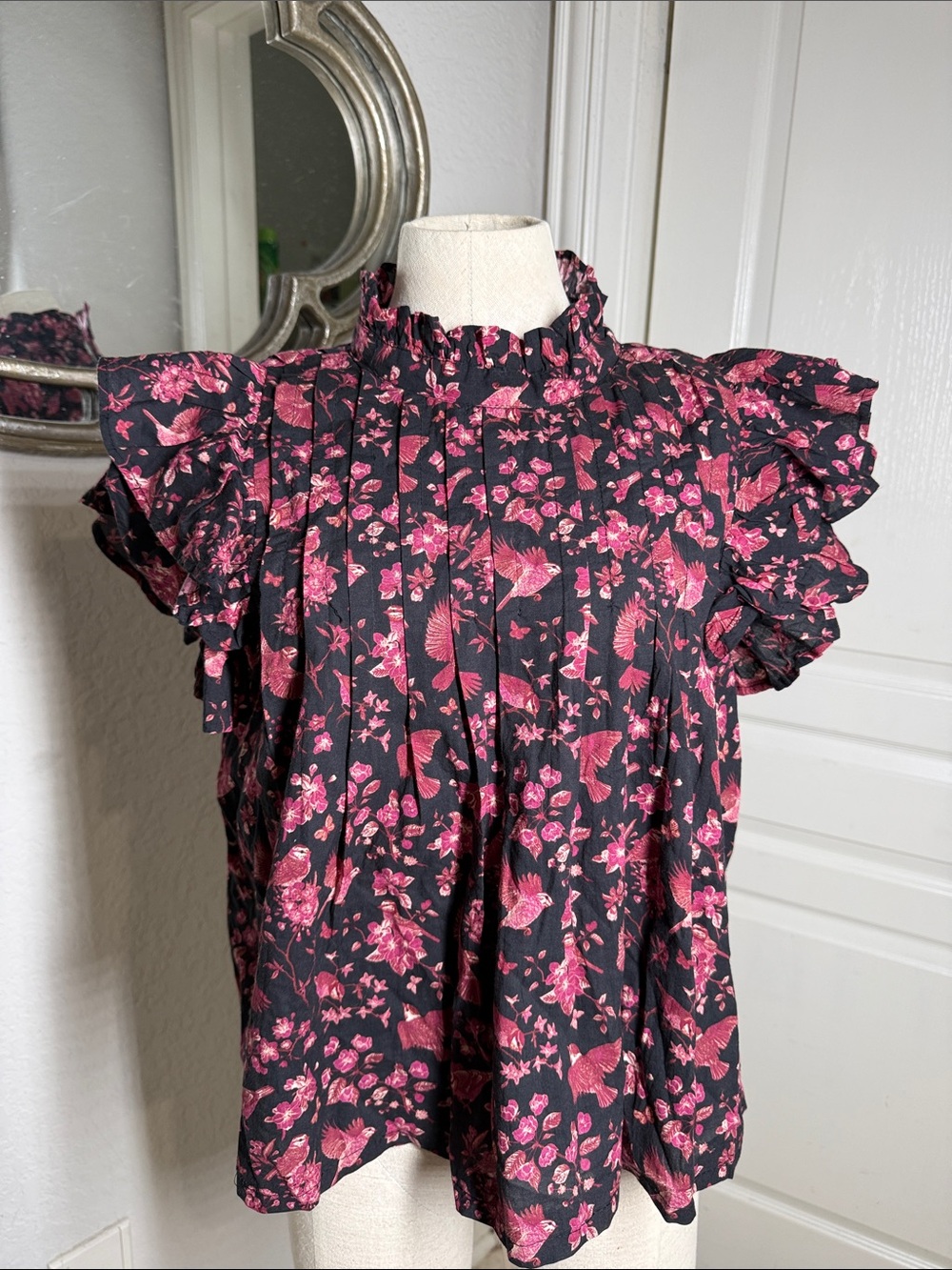 Victoria Dunn high neck bird blouse